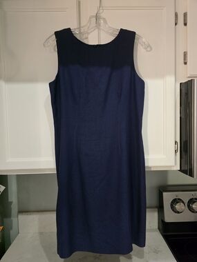 Charter Club By Jane Justin Navy Sleeveless Midi Shift Dress Size 10